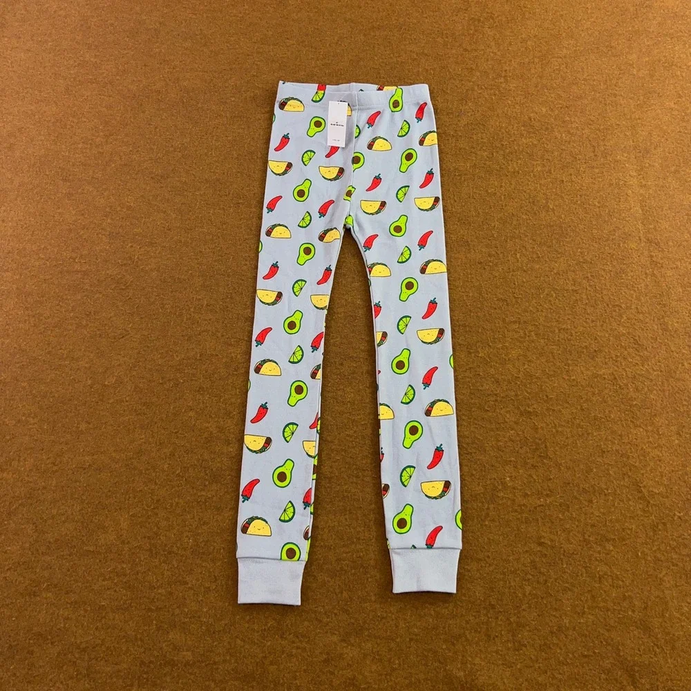 Old Navy Kids 6T Red Blue Taco Avocado Print Snug Fit Pajama Leggings 2-Pack NWT